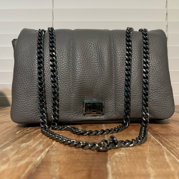 Caviar grey full single flap with navy leather lining designer bag by Virsa bag - Picture 1 of 14
